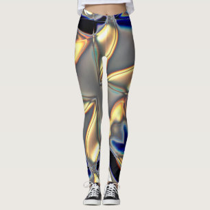 Legging Curvas cristalinas em amarelo azul na textura da c