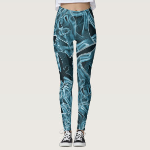 Legging Curvas de fita, néon azul com alivio e sobreposi