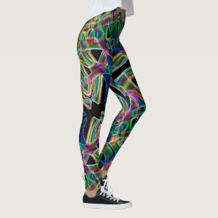 Legging Curvas em banda sobrepostas, alivio colorido neon