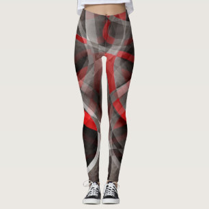 Legging Curvas em Camadas de Oitenta Brancos Vermelhos e C