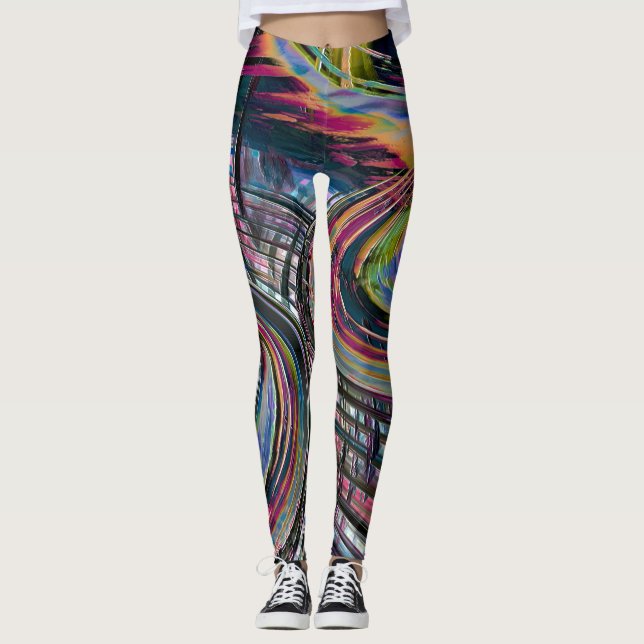 Legging Curvas parecidas com a estrada espacial, entaladas (Frente)