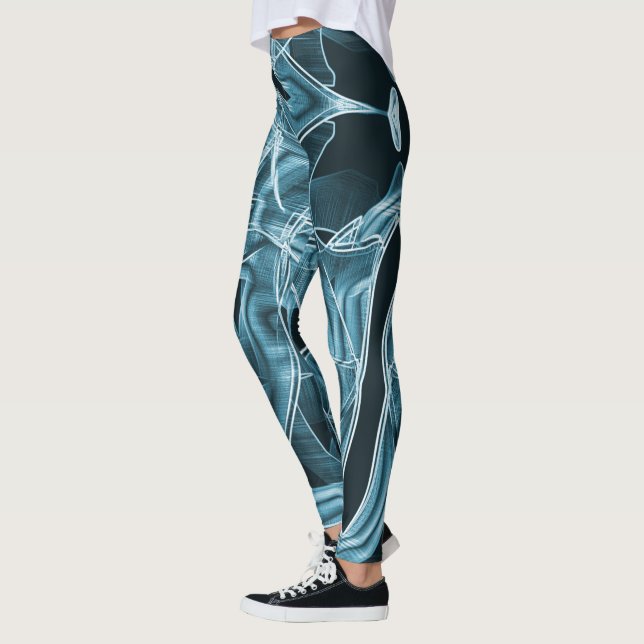 Legging Curvas sobrepostas como fita, alivio neon azul (Esquerda)