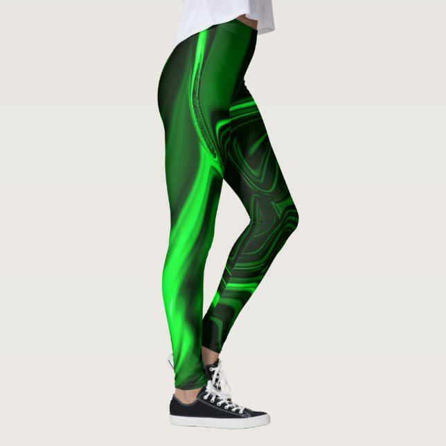 Legging Curvas verdes em imagem escura. (Direita)