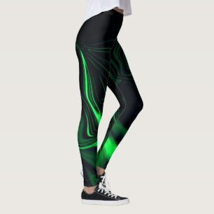 Legging Curvas verdes ou ondulação no fundo mais escuro.