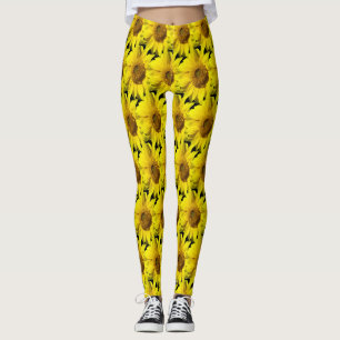 Legging Cust do padrão dos girassóis. Legenda Preta do BG