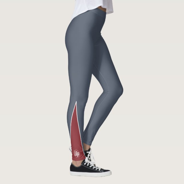 Legging Custom Company Logo Red Accent Grey  (Direita)