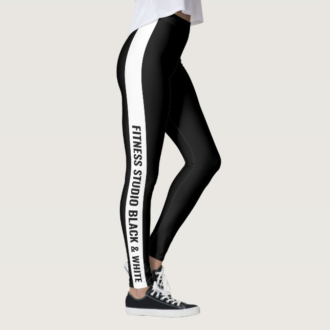 Legging Custom Company Name White Stripe Black (Direita)