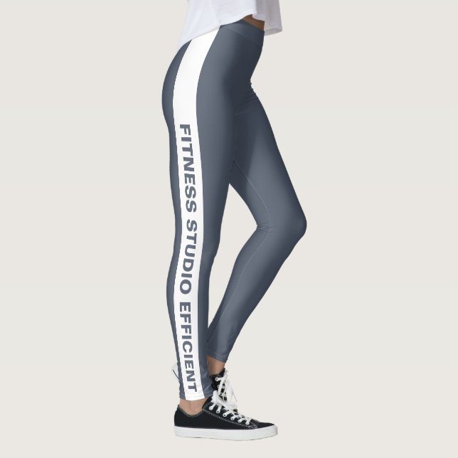 Legging Custom Company Name White Stripe Grey  (Direita)