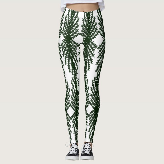 Legging Custom Forest Green Pine Tree Abstract Pattern (Frente)