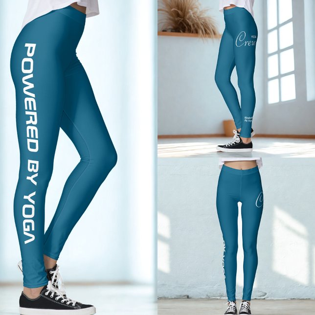 Legging Custom Print Yoga Crew Ocean Blue (Ocean blue yoga leggings, 3 views. )
