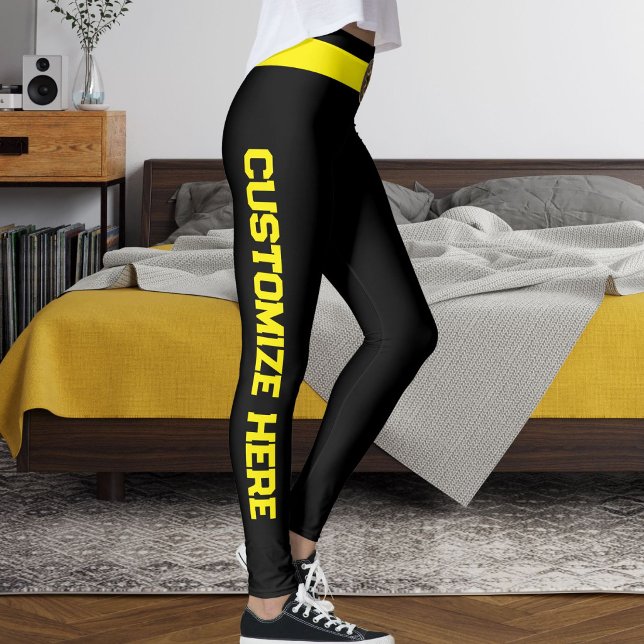 Legging Customized Cat Pet Lover Black Yellow Custom Made (Criador carregado)