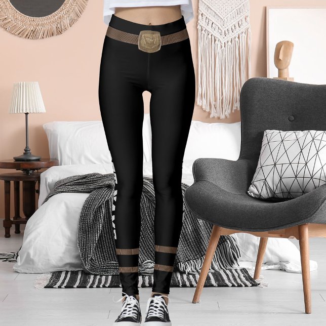 Legging Customized Pet Lover Brown Belt Brass Buckle Black (Criador carregado)