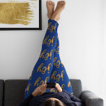 Legging Cute Blue & Gold Joy Typography Christmas<br><div class="desc">Go out in joy with these cute blue and gold Christmas leggings featuring the word "joy" in faux gold foil in script typography on a black background. You can easily customize the background color to your liking. Great for exercising at the gym, working out, yoga, walking the dog, or just...</div>