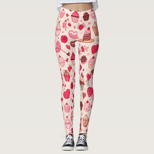 Legging Cute Candy & Sweets Valentine Seamless Pattern  (Frente)