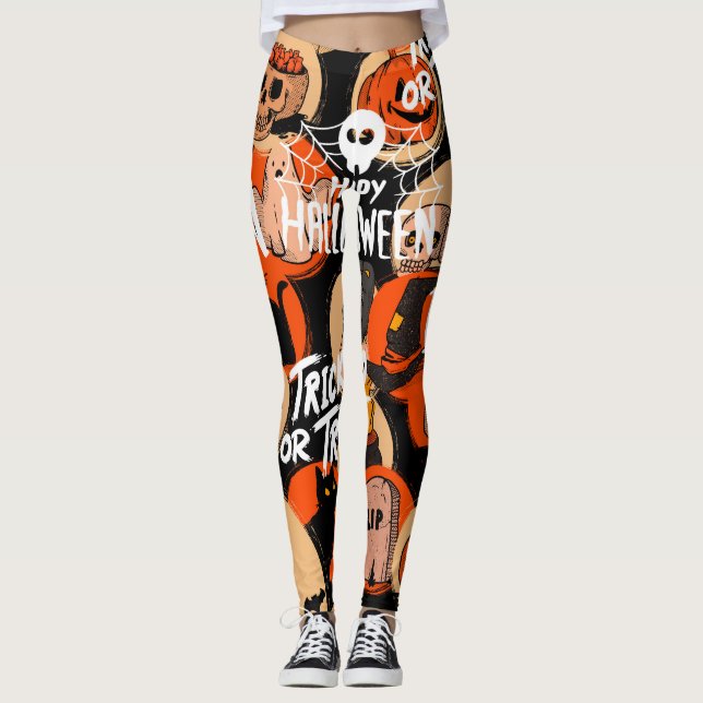 Legging Cute e Assustador Halloween Vibrações Assustadoras (Frente)