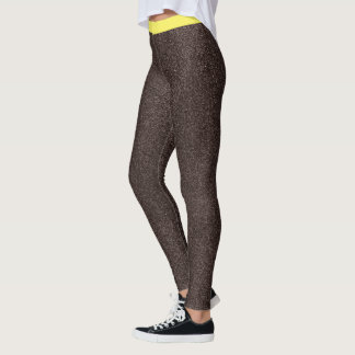 Legging Cute Epresso Yellow Sparkle Glitter Pattern Stripe