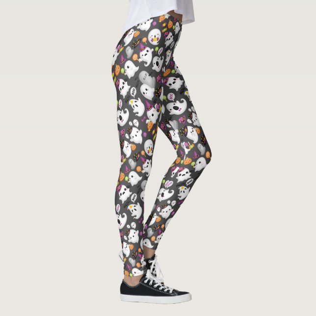 Legging Cute Fantasma e Lápides de Halloween  (Direita)