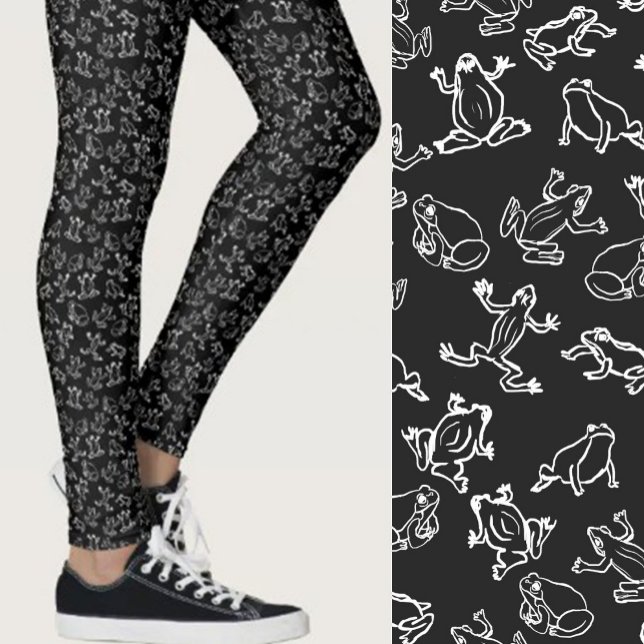 Legging Cute Frogs Black and White Pattern (Criador carregado)