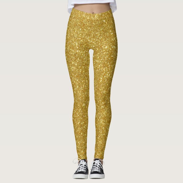 Legging Cute Glam Gold Glitter Sparkles Shiny Yoga Sport (Frente)