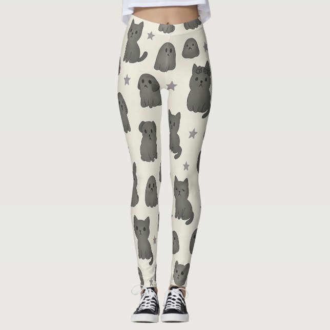 Legging Cute Gothic Pets Pattern – Ghost animal  (Frente)