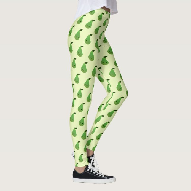 Legging Cute Kawaii sorrindo padrão de pera (Direita)