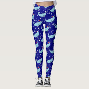 Legging Cute Narwhal em Santa Hat