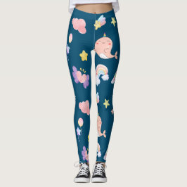 Legging Cute Narwhal Fish Unicorn Rainbow sea Girl Pattern
