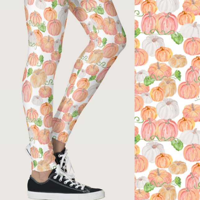 Legging Cute orange pumpkins fall seasonal patterned (Criador carregado)