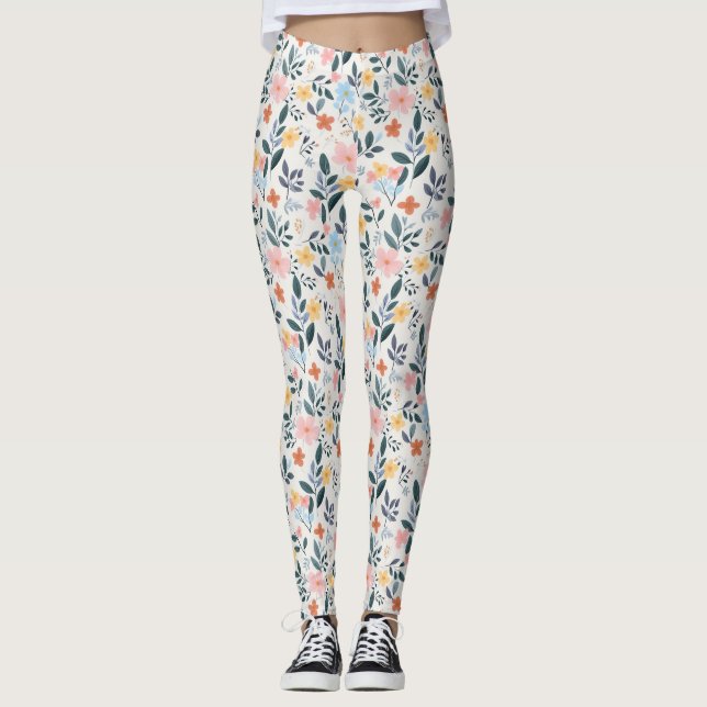 Legging Cute Pastel Ditsy Boho Wildflower Meadow (Frente)