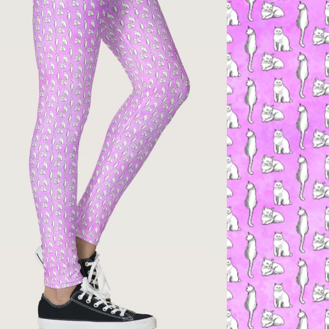 Legging Cute Purple Cats Whimsical Patterned (Criador carregado)