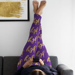 Legging Cute Purple Gold Joy Typography Christmas<br><div class="desc">Go out in joy with these cute purple and gold Christmas leggings featuring the word "joy" in faux gold foil in script typography on a purple background.   Great for exercising at the gym,  yoga,  as workout pants,  for walking or running,  or as loungewear around the house.  Great fashion statement!</div>