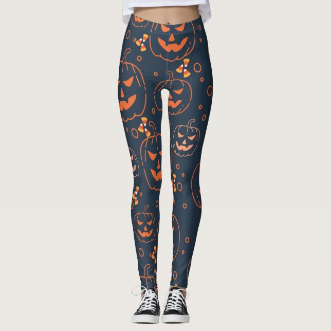 Legging Cute Spooky Assustador Abóboras e Doces (Frente)