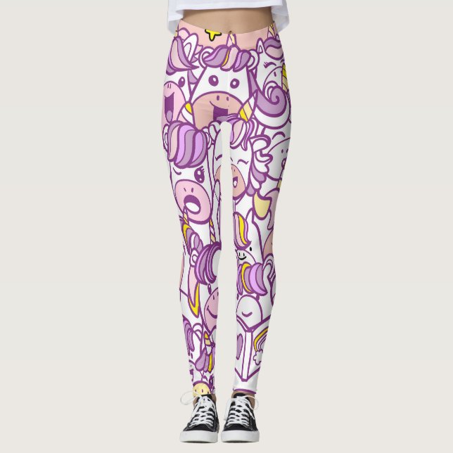 Legging Cute Unicorn Pony: Coleção de Doodles Mágicos (Frente)