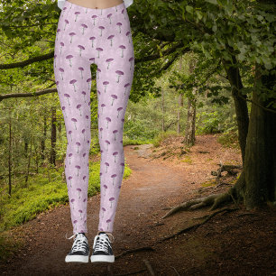 Legging Cute Vintage Cogumelo Roxo Padrão Sonho 