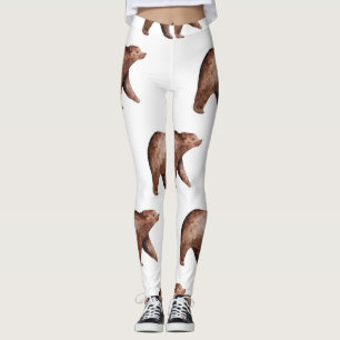 Legging Cuteness Urso: Padrão Animal De Aquarela