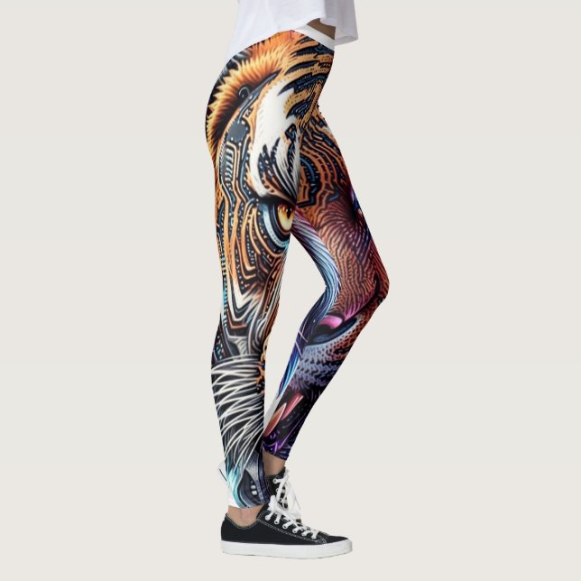 Legging Cybernetic Bio-Mechanical Tiger Portrait (Direita)