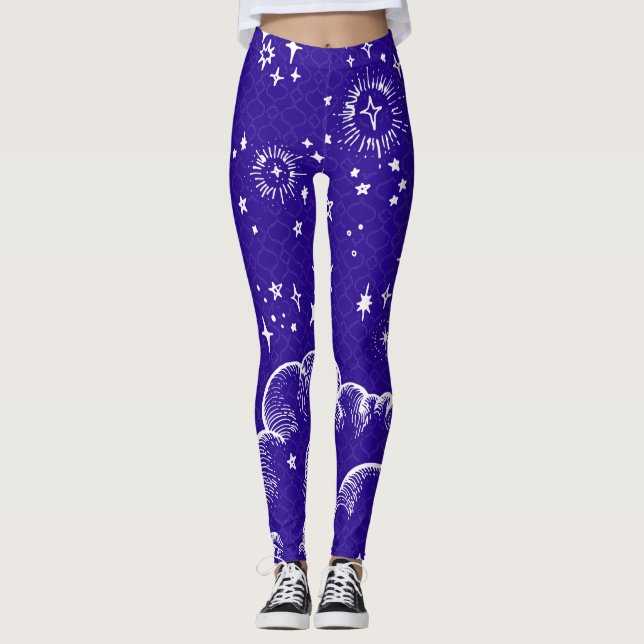 Legging Da "calças justas das caneleiras lua e das (Frente)