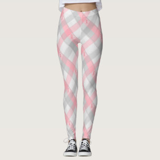Legging Da fita da xadrez caneleiras cor-de-rosa BC