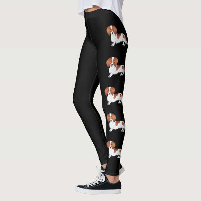 Legging Dachshund Cartoon de Pelo Longo Vermelho e Branco  (Esquerda)