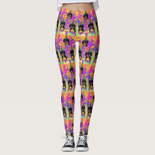 Legging Dachshund preto e castanho
