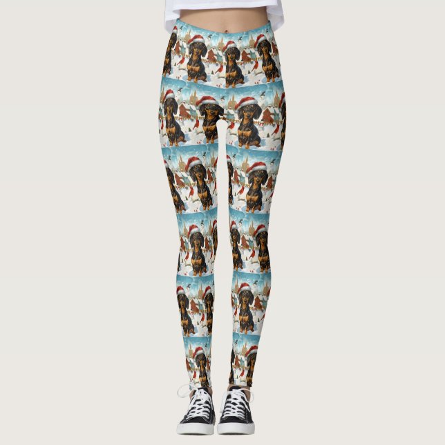 Legging Dachshund Winter Wonderland Natal Joy (Frente)