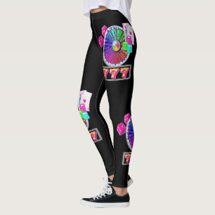 Legging Dados 7 das microplaquetas dos cartões do casino