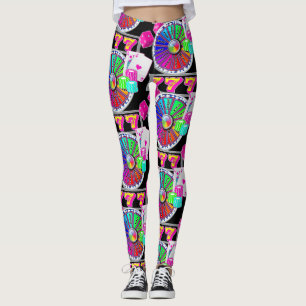 Legging Dados 7 das microplaquetas dos cartões do casino