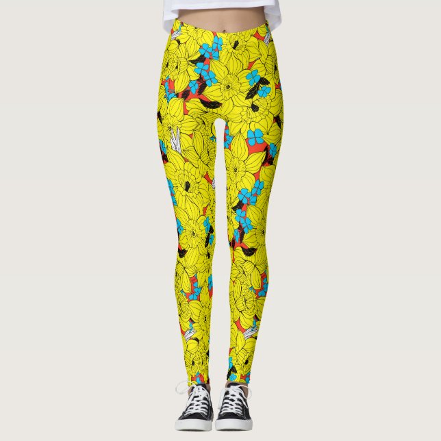 Legging Daffodils primavera floral (Frente)