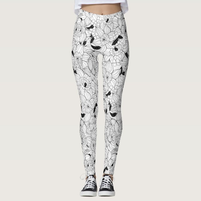 Legging Daffodils primavera floral (Frente)