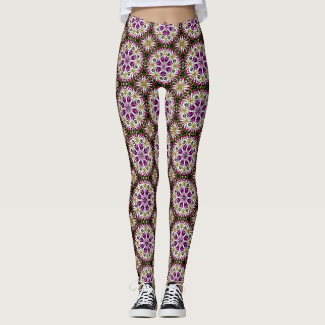 Legging Dahlia Flower Abstrato Pattern (Frente)
