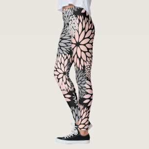 Legging Dahlia Pink Cinza Padrão Floral
