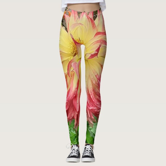 Legging Dahlia Rosa e Amarelo (Frente)