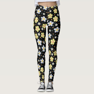 Legging Daisies. Amarelo e Preto Rosa BG