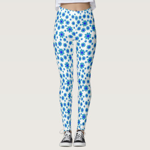 Legging Daisies Azuis Padrão De Daisy Repetitiva Floral